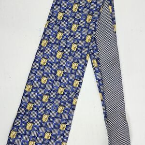 Versace Vintage Blue and Gold Geometric Silk Tie